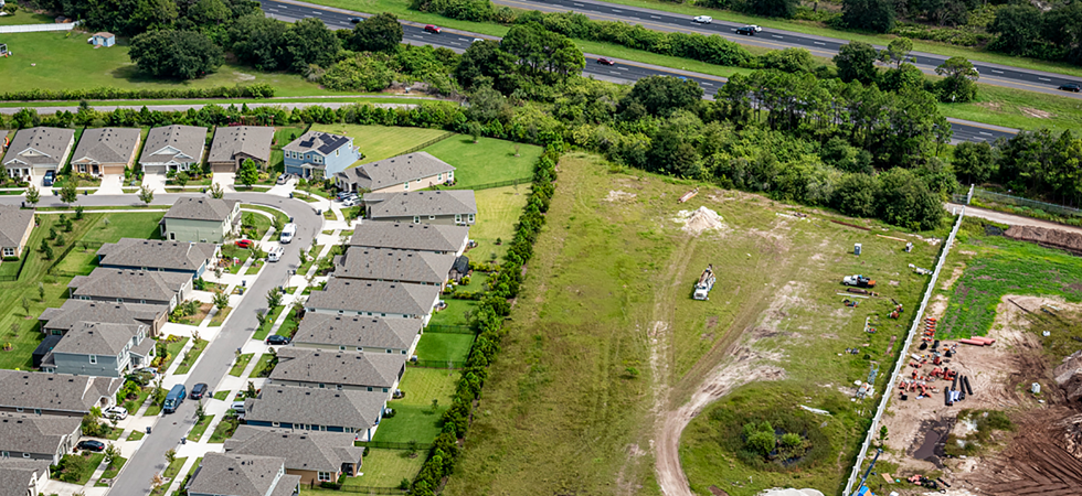 Aerial view of construction zone